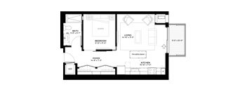 Fig studio floor plan at The Rowan luxury residences in Eagan MN 55122
