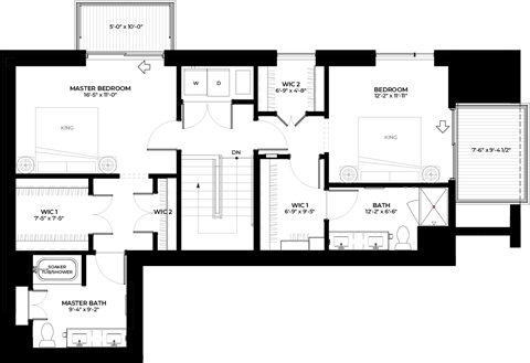 Mahogany townhome upper level floor plan at The Rowan luxury residences in Eagan MN 55122