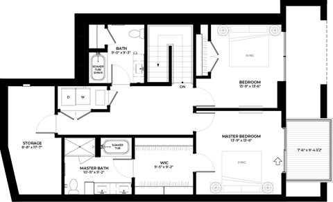 Cypress townhome upper level floor plan at The Rowan luxury residences in Eagan MN 55122