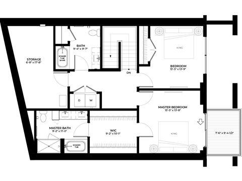 Sycamore townhome upper level floor plan at The Rowan luxury residences in Eagan MN 55122