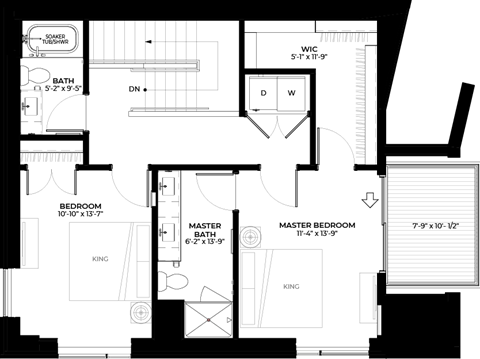 Ironwood townhome upper level floor plan at The Rowan luxury residences in Eagan MN 55122