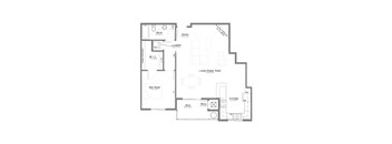 the 1-bed Monarch floorplan at The Flats at Shadow Creek in Lincoln, NE