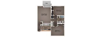 Vista 2 bedroom apartment floor plan