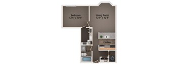 Zephyr 1 bedroom apartment floor plan