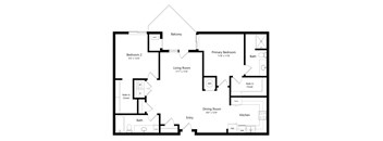 a 2D floorplan of the 2-bedroom Metz at The Conrad in Omaha, NE 68105