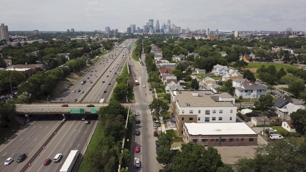 Views of downtown from The Central apartments near downtown Minneapolis MN 55408