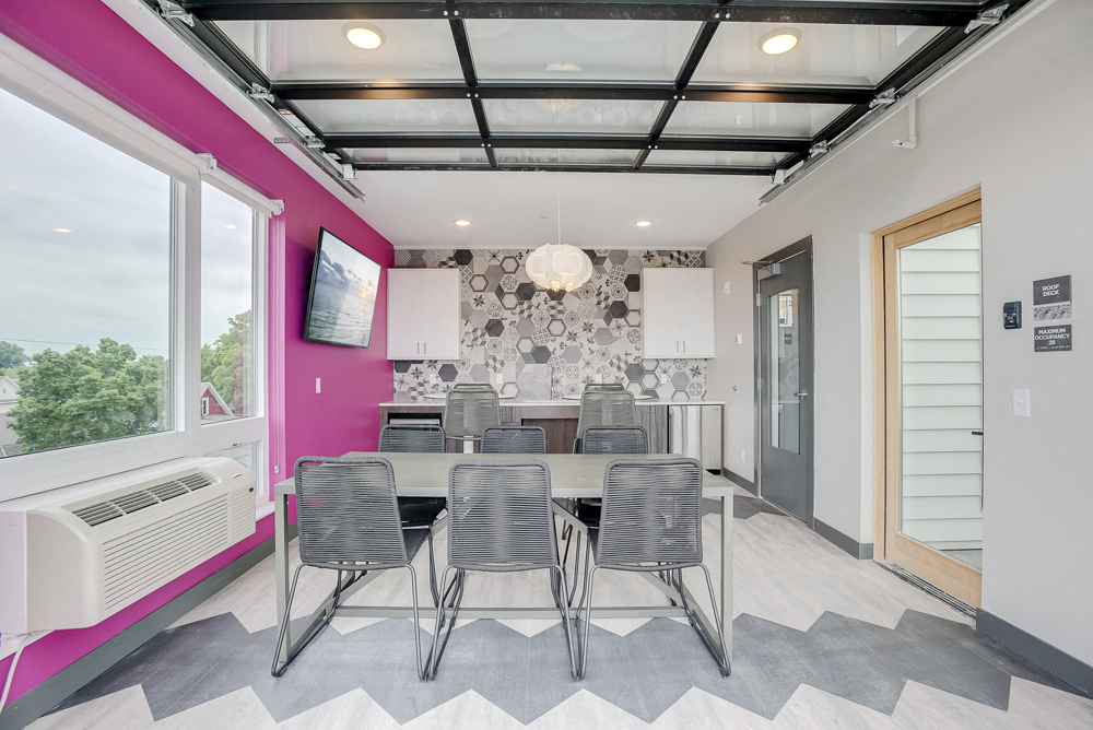 Rooftop community room at The Central apartments near downtown Minneapolis MN 55408