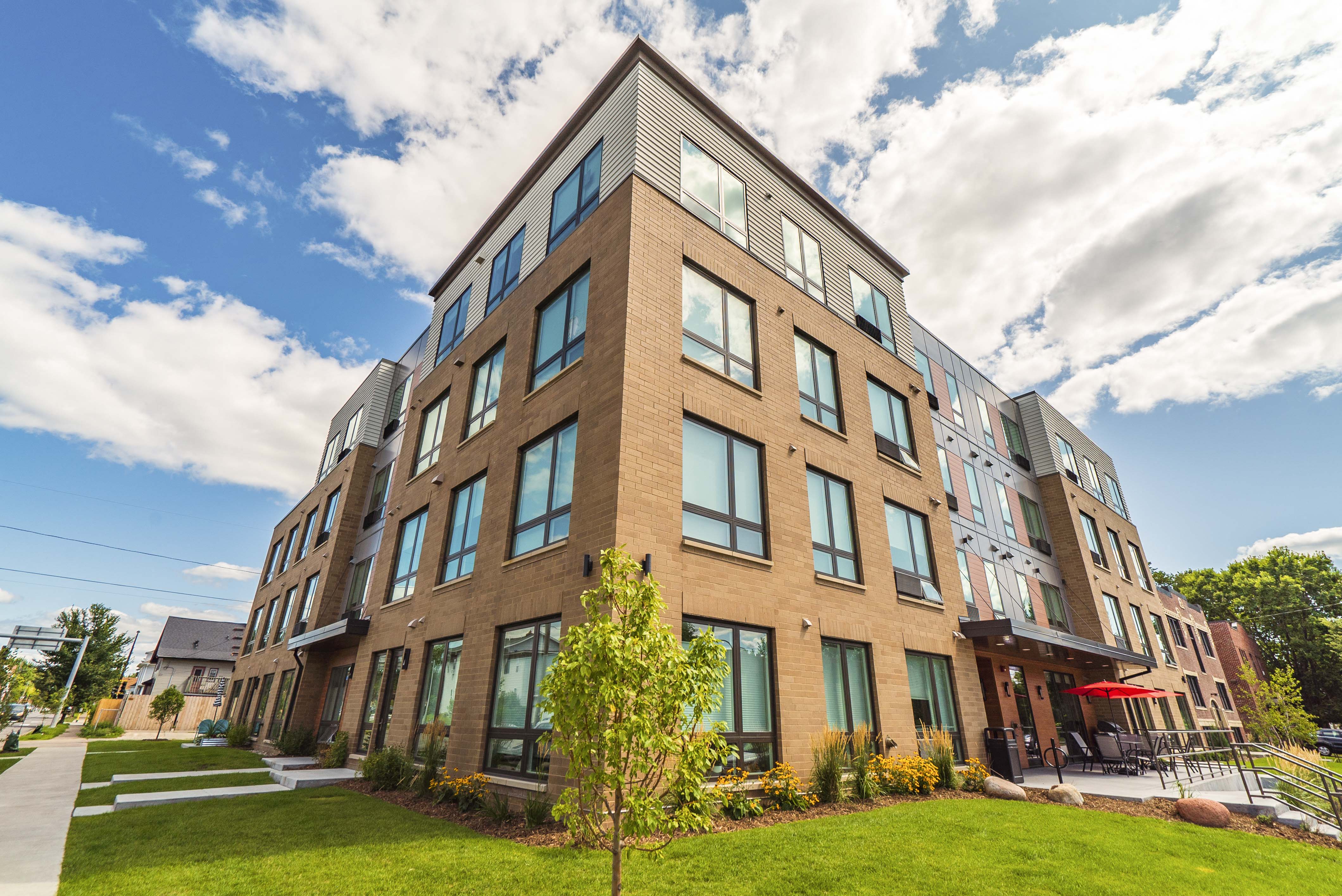 Building exterior of The Central apartments near uptown and downtown Minneapolis MN 55408