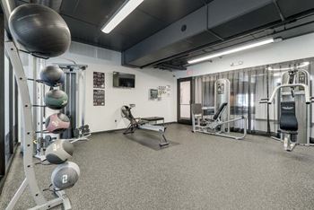Large fitness center at The Conrad near UNMC in the Blackstone District Omaha NE 68105