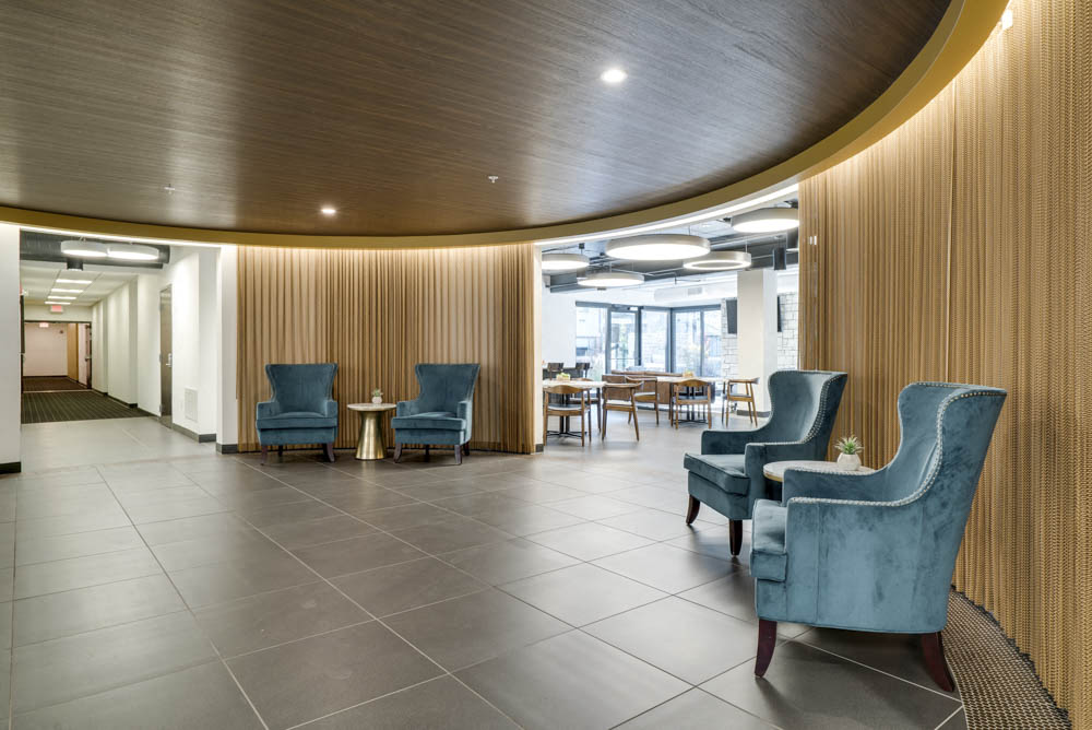 Entrance to amenity space at The Conrad near UNMC in the Blackstone District Omaha NE 68105