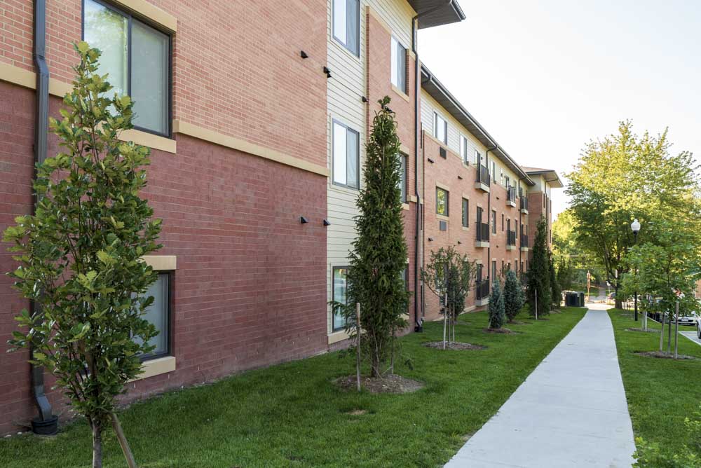 Sidewalk at The Conrad near UNMC in the Blackstone District Omaha NE 68105