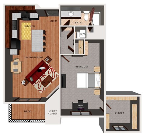 One bedroom apartment floor plan