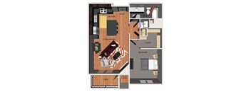 One bedroom apartment floor plan