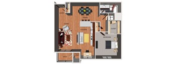 One bedroom apartment floor plan