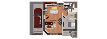 One bedroom apartment floor plan