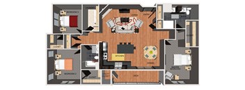 Three bedroom apartment floor plan