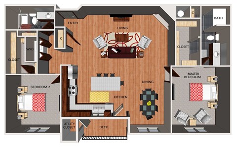 Two bedroom apartment floor plan
