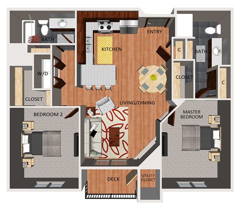 Two bedroom apartment floor plan