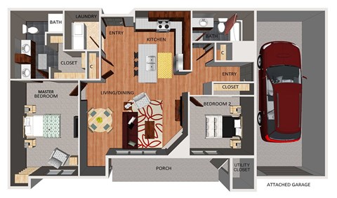Two bedroom apartment floor plan