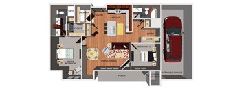 Two bedroom apartment floor plan