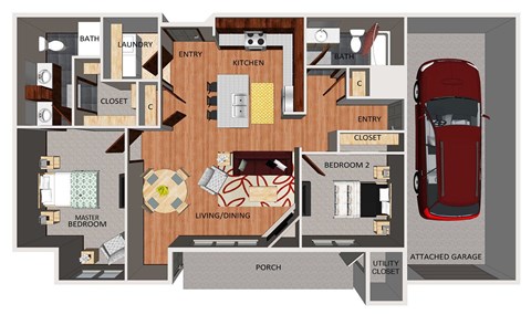 Two bedroom apartment floor plan