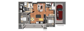 Two bedroom apartment floor plan
