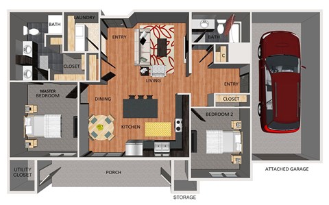 Two bedroom apartment floor plan