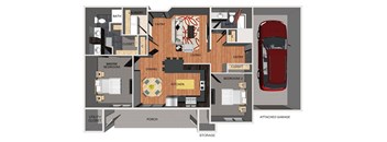 Two bedroom apartment floor plan