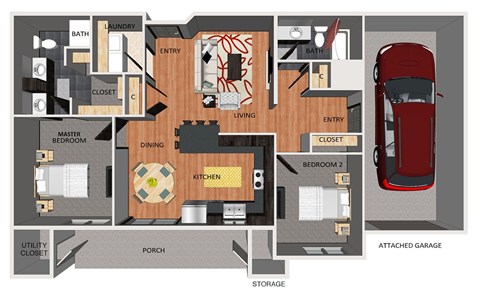 Two bedroom apartment floor plan