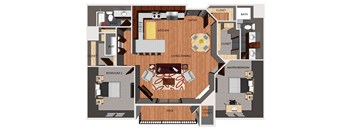 Two bedroom apartment floor plan