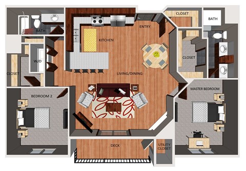 Two bedroom apartment floor plan