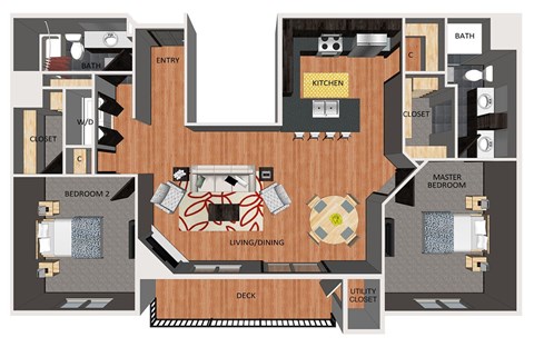 Two bedroom apartment floor plan