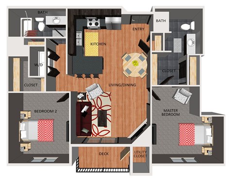 Two bedroom apartment floor plan