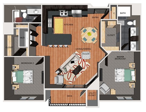Two bedroom apartment floor plan