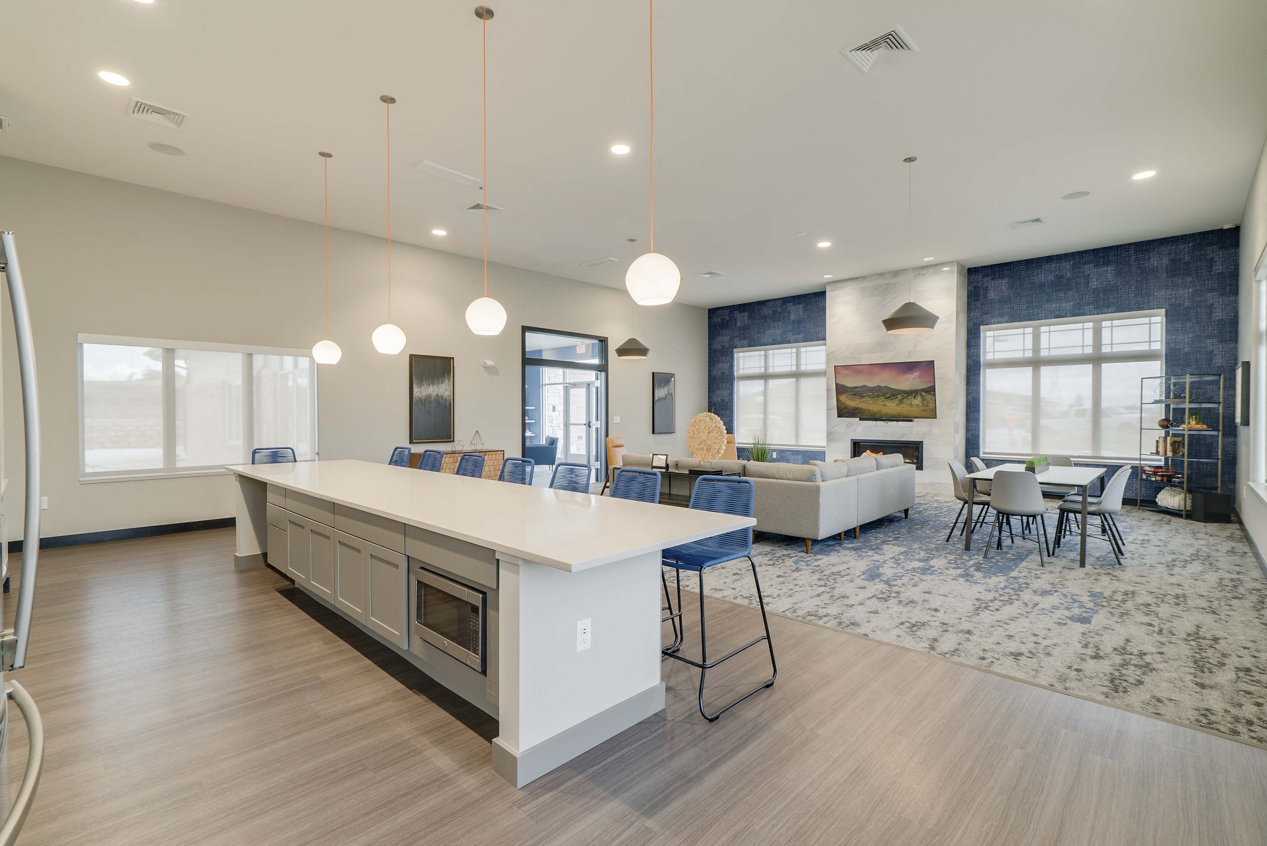 Spacious and modern clubhouse at The Flats at Shadow Creek new luxury apartments in east Lincoln NE 68520