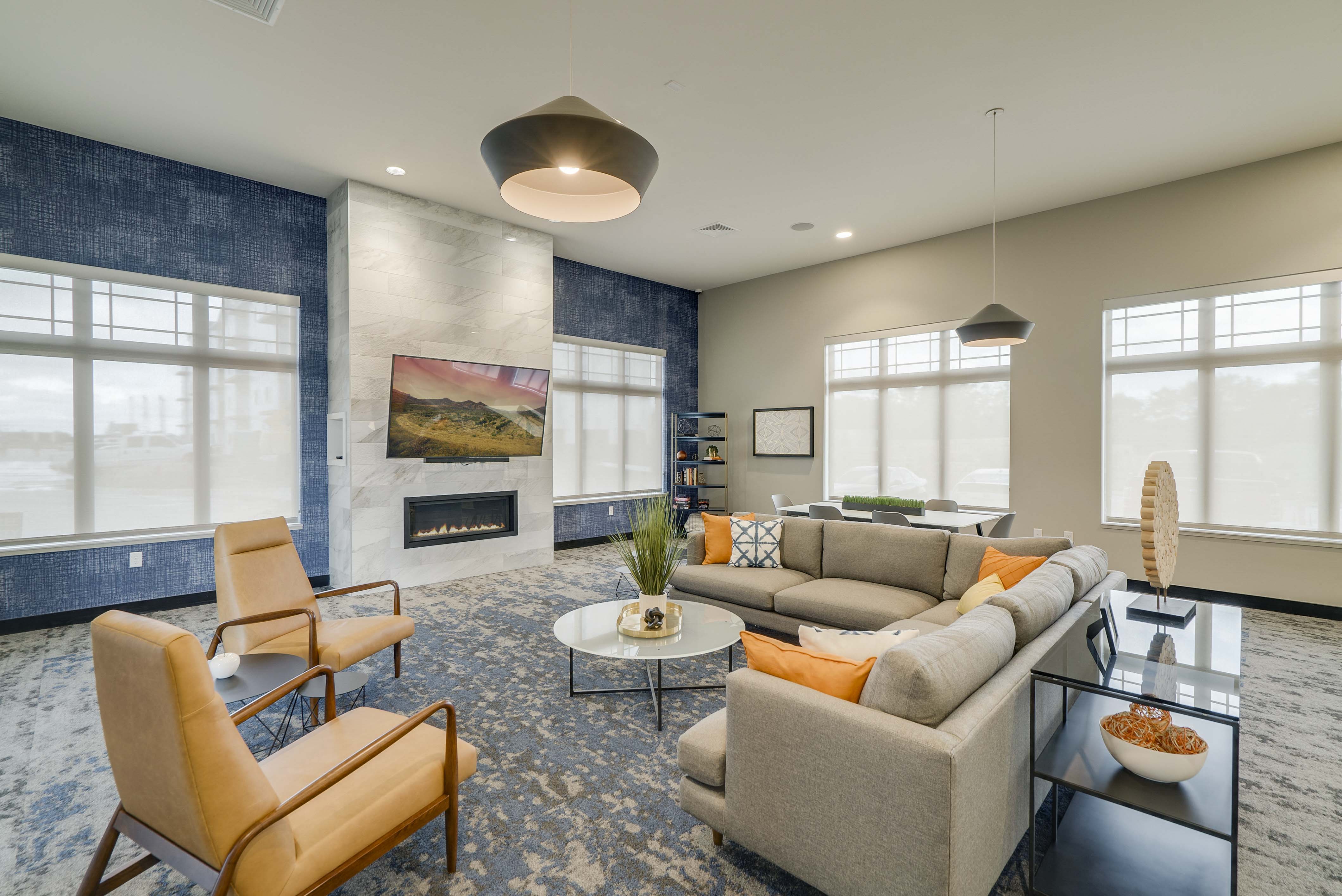 Spacious and modern clubhouse at The Flats at Shadow Creek new luxury apartments in east Lincoln NE 68520