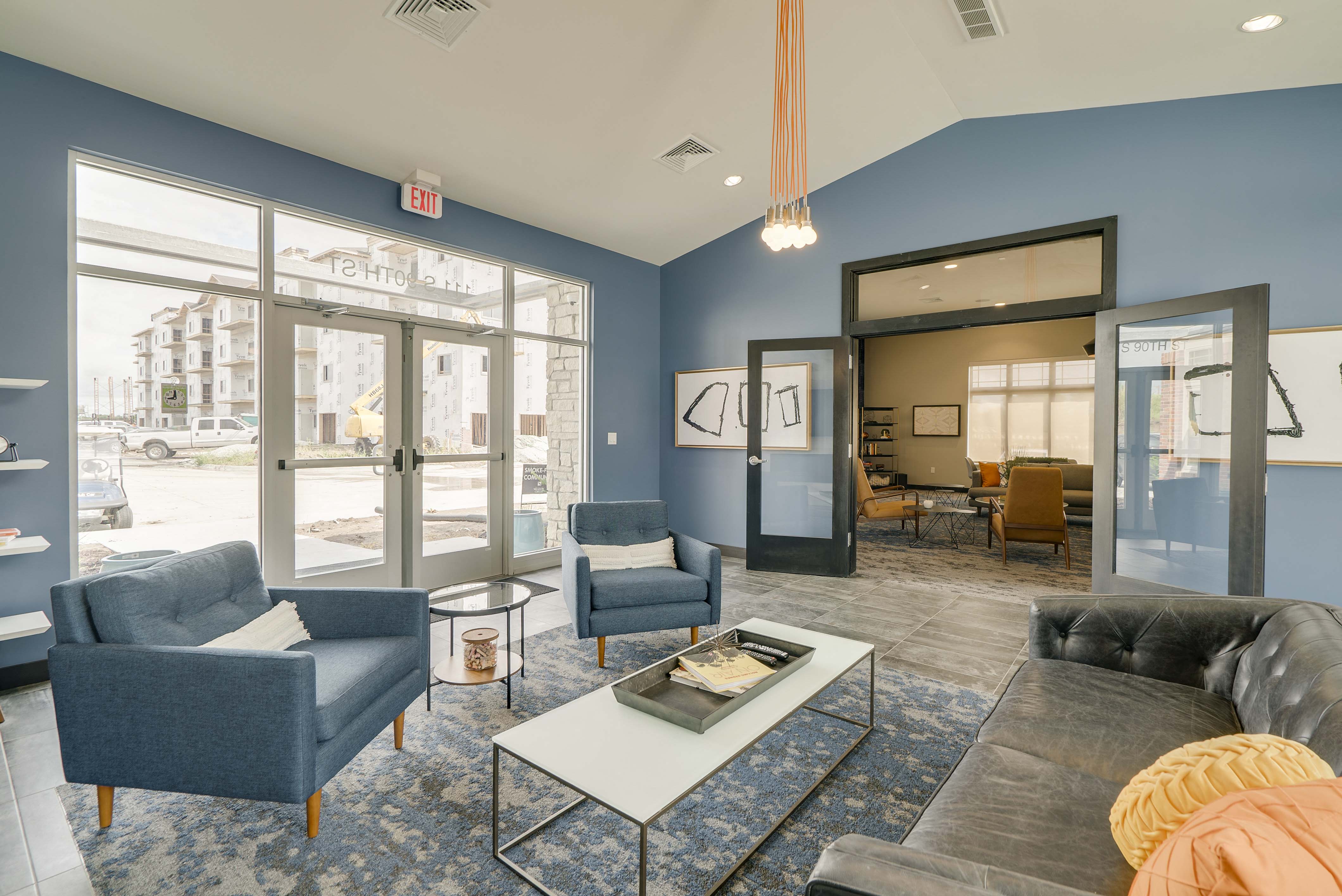 Comfortable clubhouse at The Flats at Shadow Creek new luxury apartments in east Lincoln NE 68520