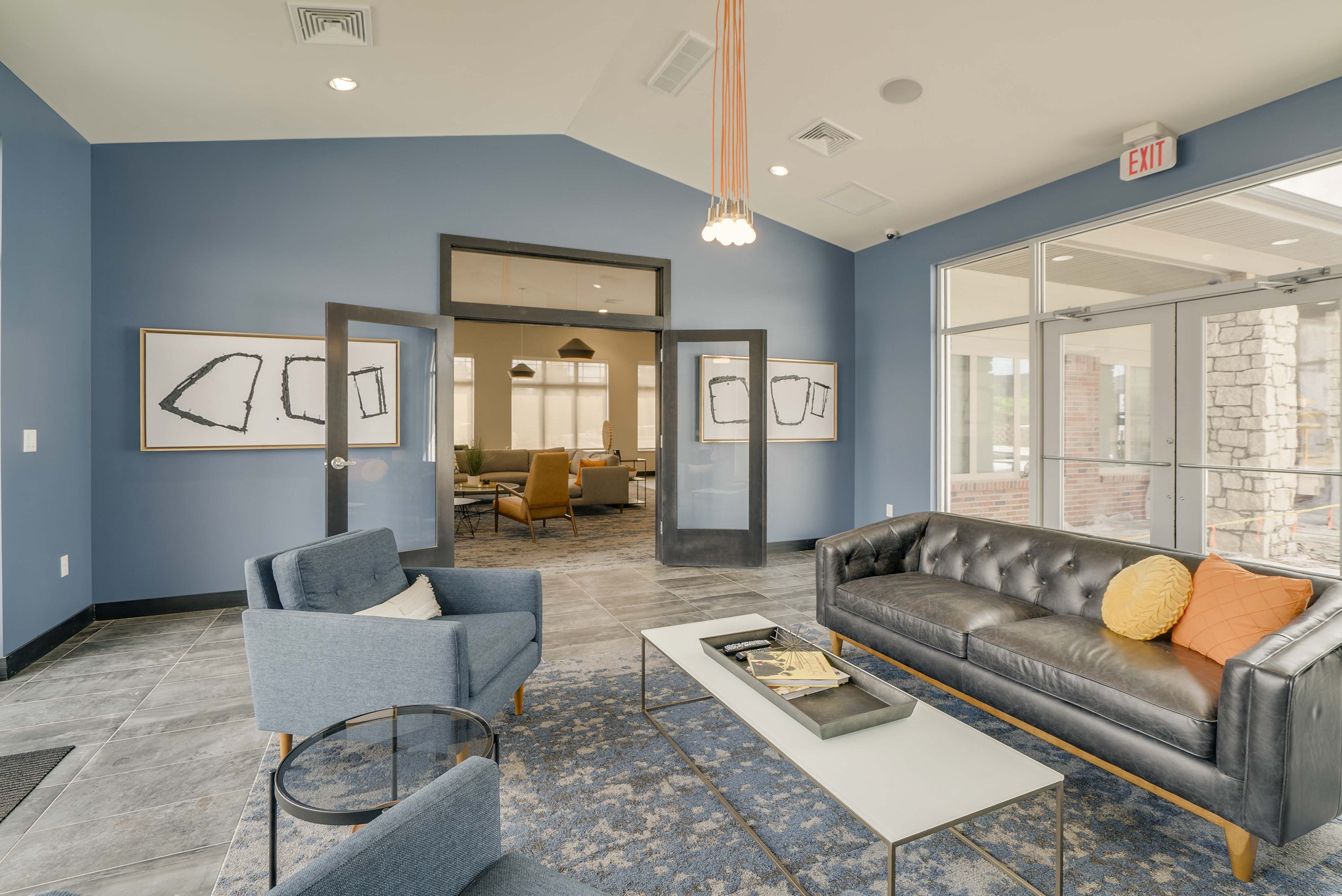 Comfortable clubhouse at The Flats at Shadow Creek new luxury apartments in east Lincoln NE 68520