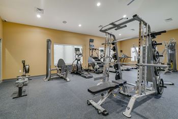 Modern gym and fitness center at The Flats at Shadow Creek new luxury apartments in east Lincoln NE 68520