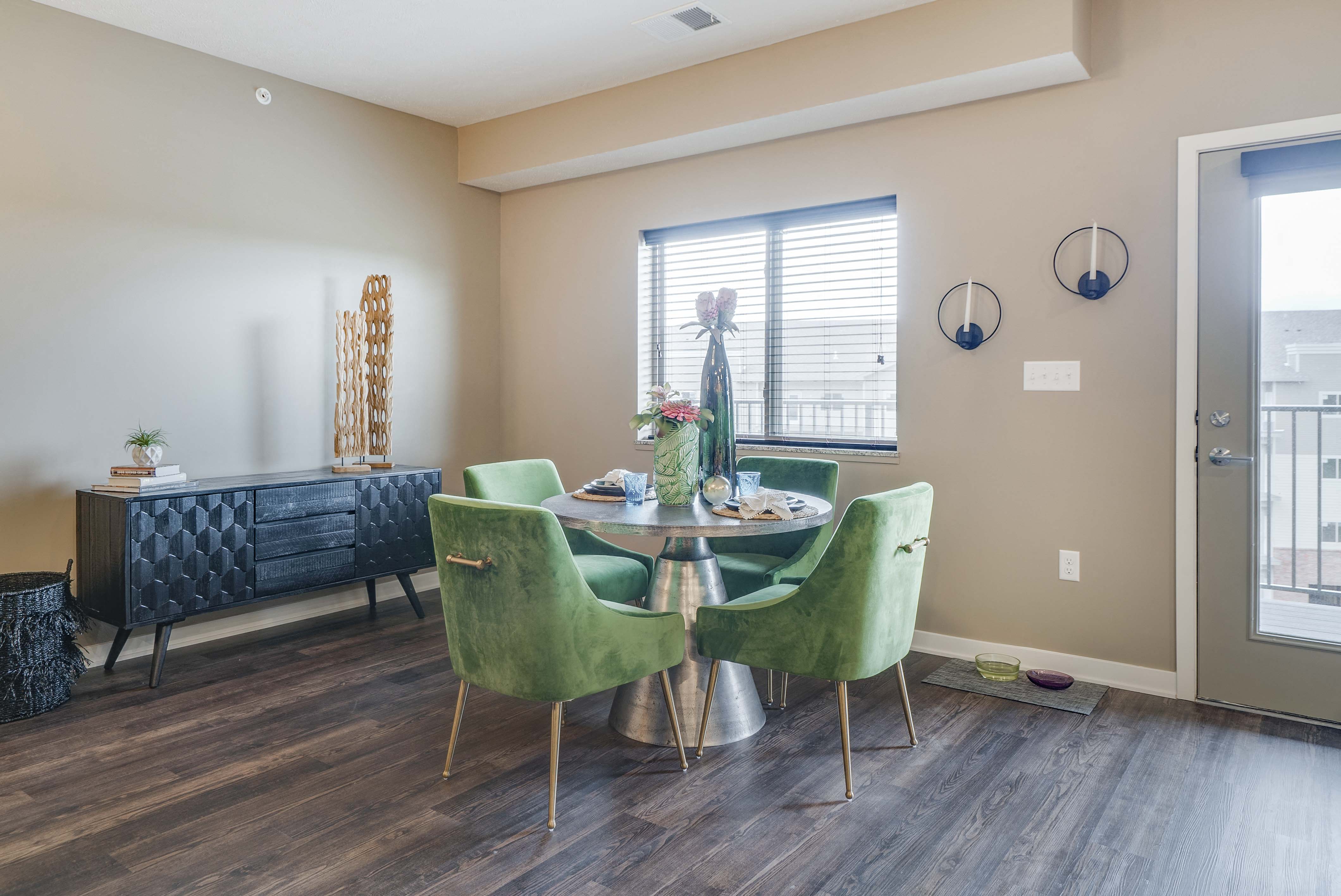 Open floor plans with spacious kitchens at The Flats at Shadow Creek new luxury apartments in east Lincoln NE 68520