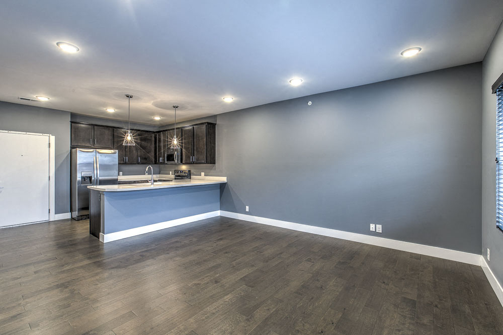 Open floor plan living space at The Helen