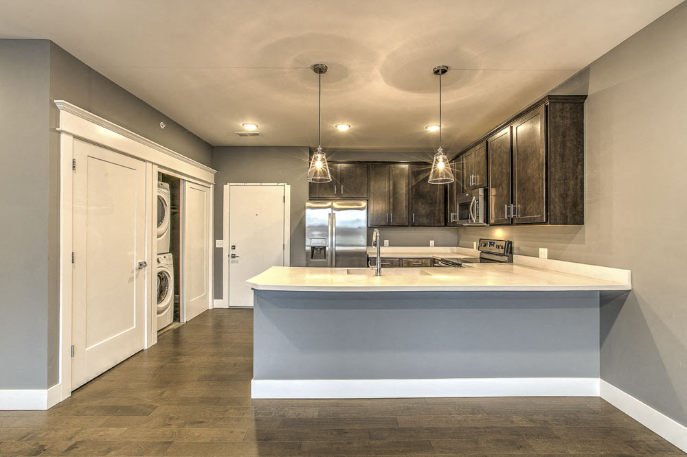 View of kitchen from the living room at The Helen