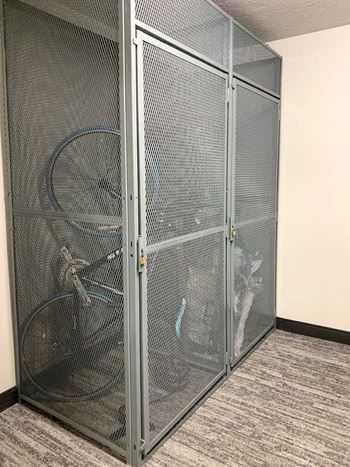 a metal mesh storage locker