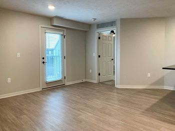 living room and patio door