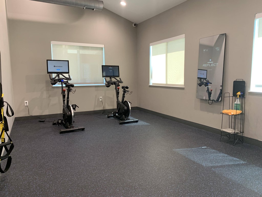 24 hour fitness center with yoga and spin studio at the northbrook apartments in lincoln nebraska