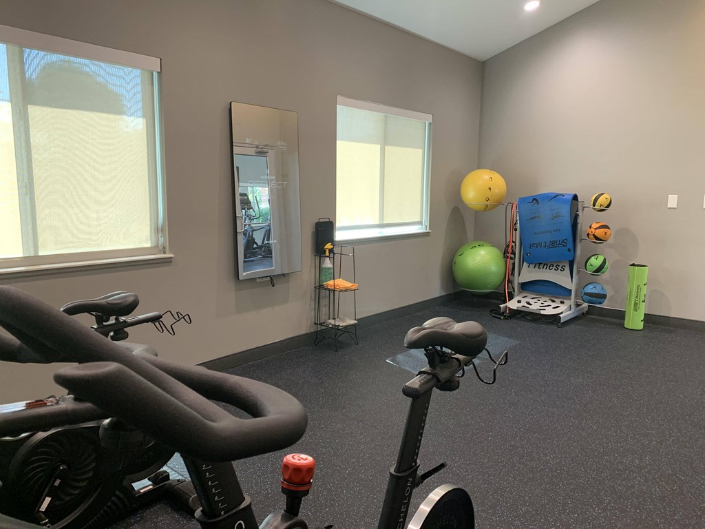 24 hour fitness center with yoga and spin studio at the northbrook apartments in lincoln nebraska