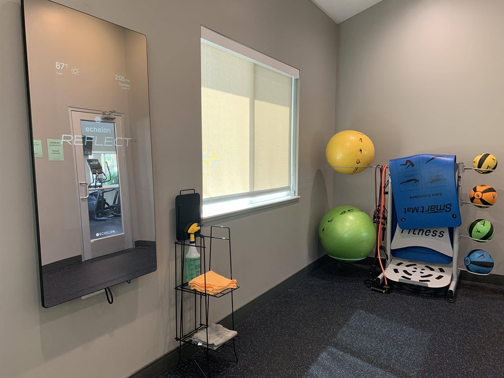 24 hour fitness center with yoga and spin studio at the northbrook apartments in lincoln nebraska