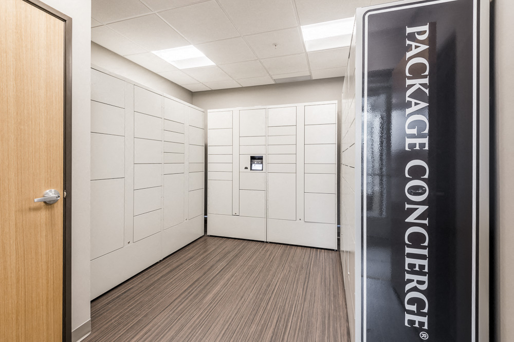 Package receiving room with individual lockers at The Preserve in Bloomington, MN