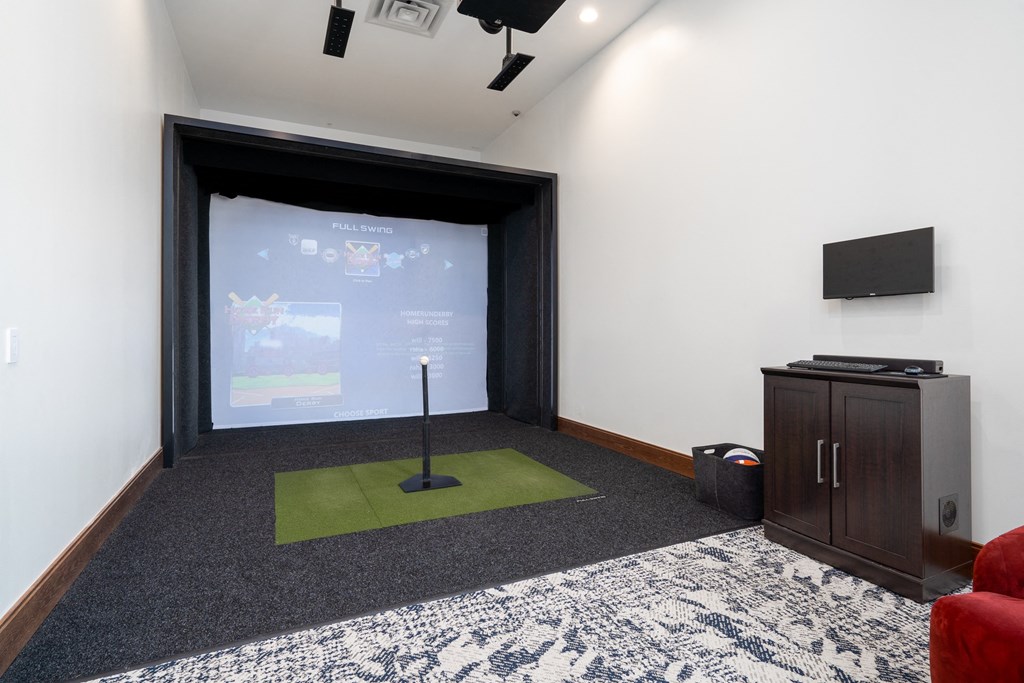 Sports simulator available for resident use at The Rowan in Eagan Minnesota