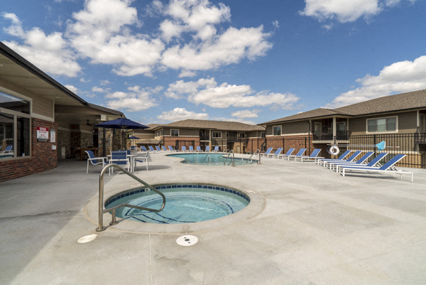 Hot tub at The Villas at Falling Waters luxury townhomes in West Omaha NE